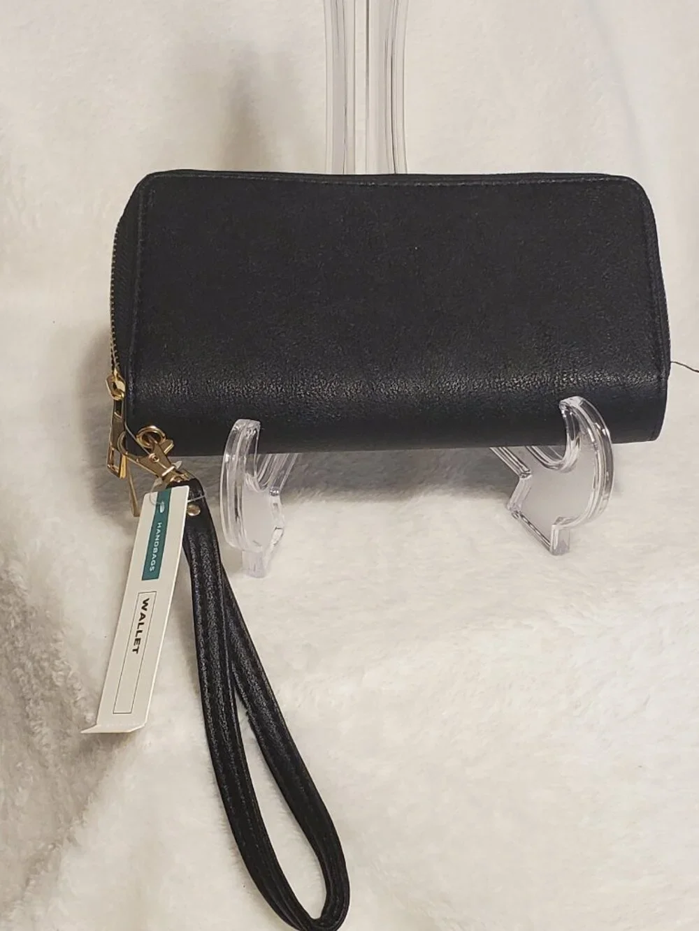 Black wristlet wallet with double zipper pouches NWT!